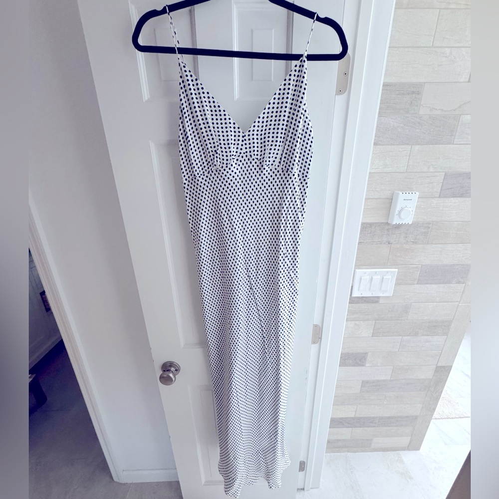 J.Crew collection long silk polka dot dress